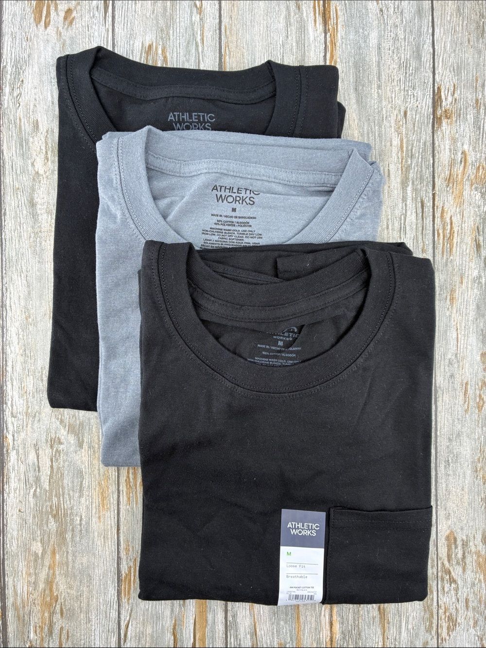 Men’s Active Durable Cotton Short Sleeve T-Shirts 3-Pack Size M